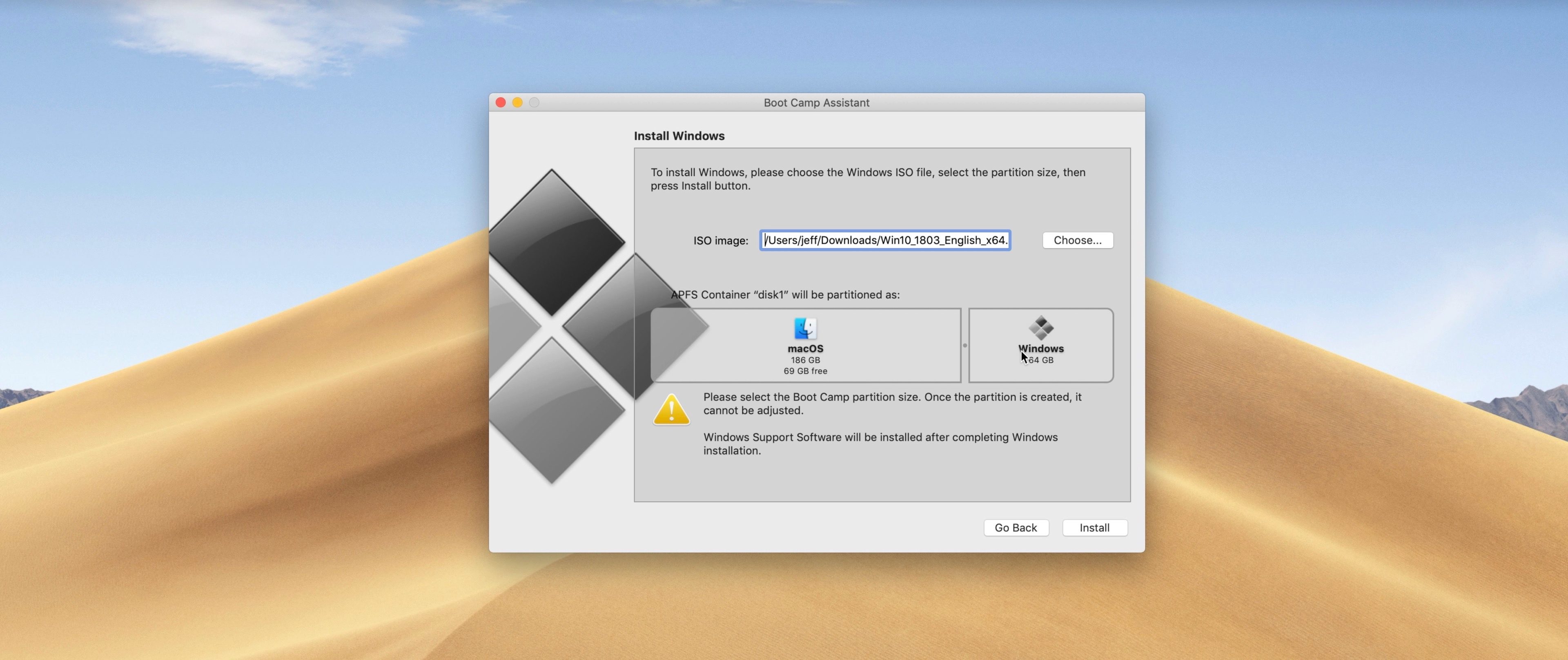 Bootcamp download size on mac desktop